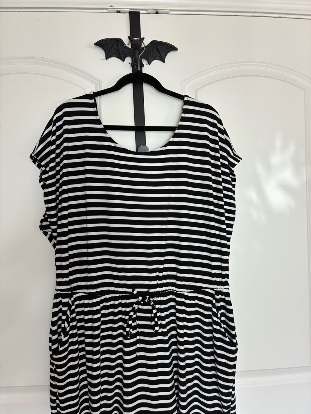 Torrid Goth Black & White Striped Sleeveless Dress Pockets NWT size - Picture 6 of 16